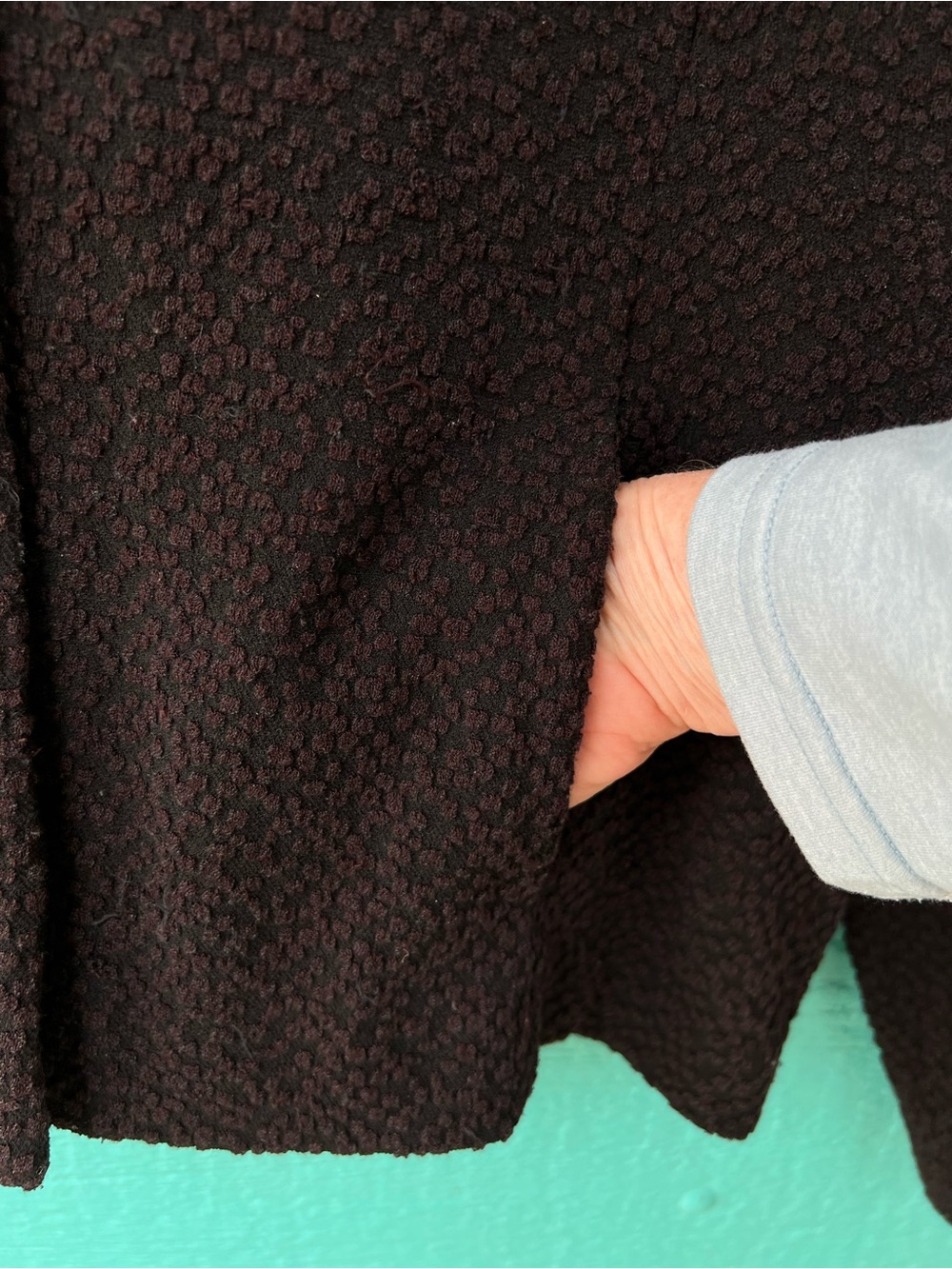 Eileen Fisher Textured Knit Blazer Jacket Black XL 3 Button Stretch Pockets - Picture 3 of 6